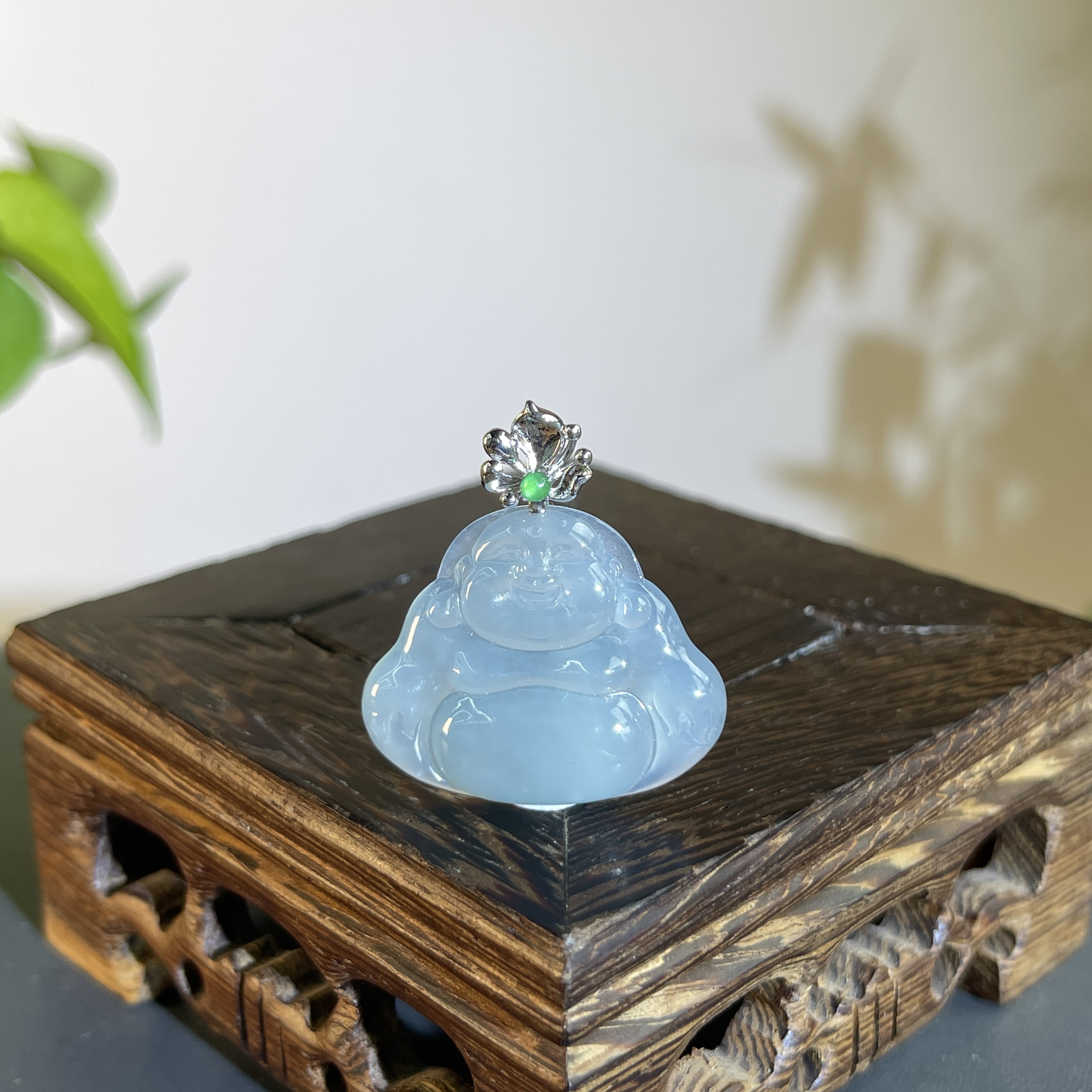 JCB20-212 天然缅甸A货翡翠 18K扣头佛公