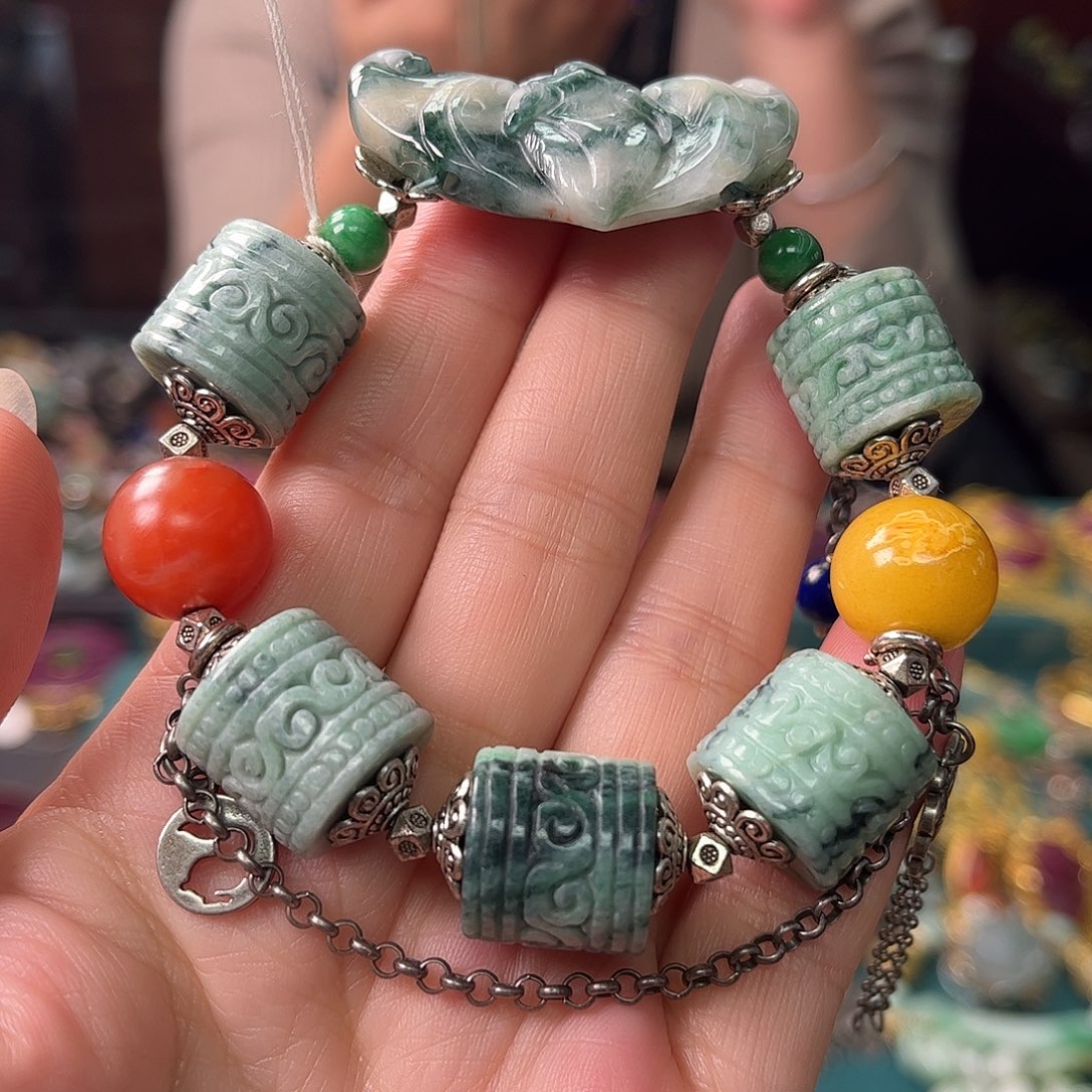 翡翠未镶嵌手链福利款翡翠多宝手链