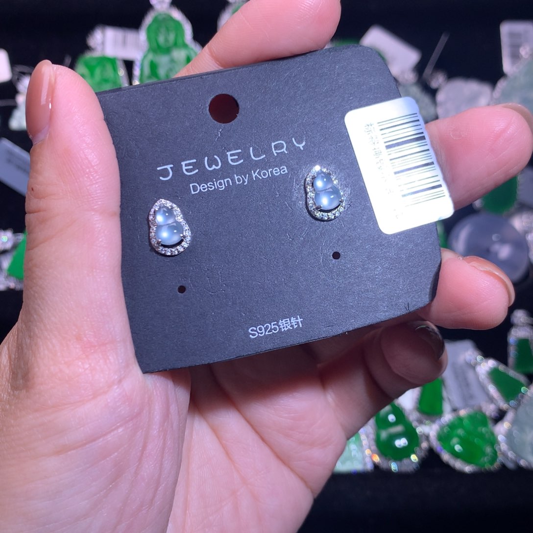 【闪购商品】银S925镶嵌翡翠耳饰