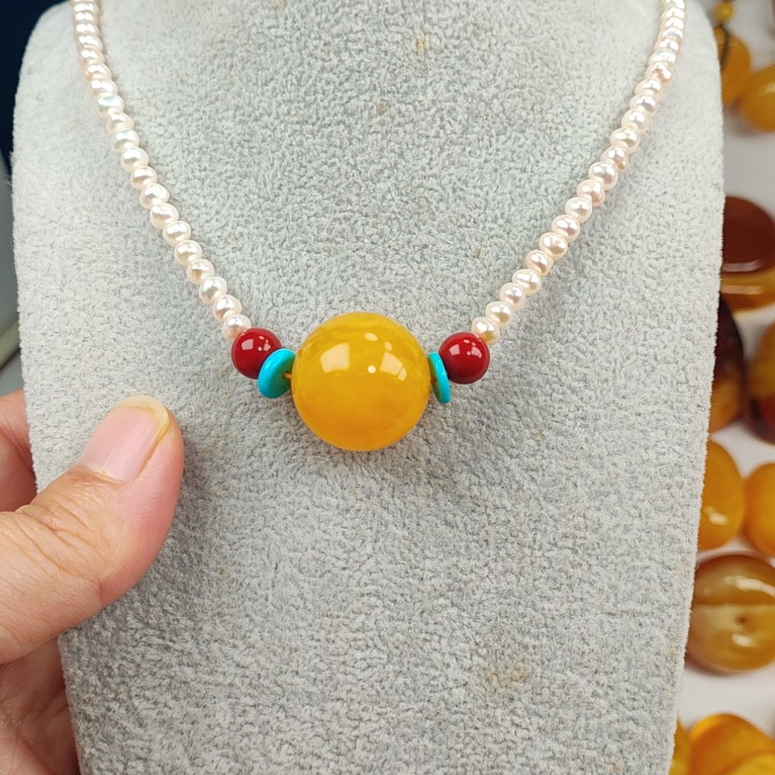 未镶嵌蜜蜡吊坠(赠链)