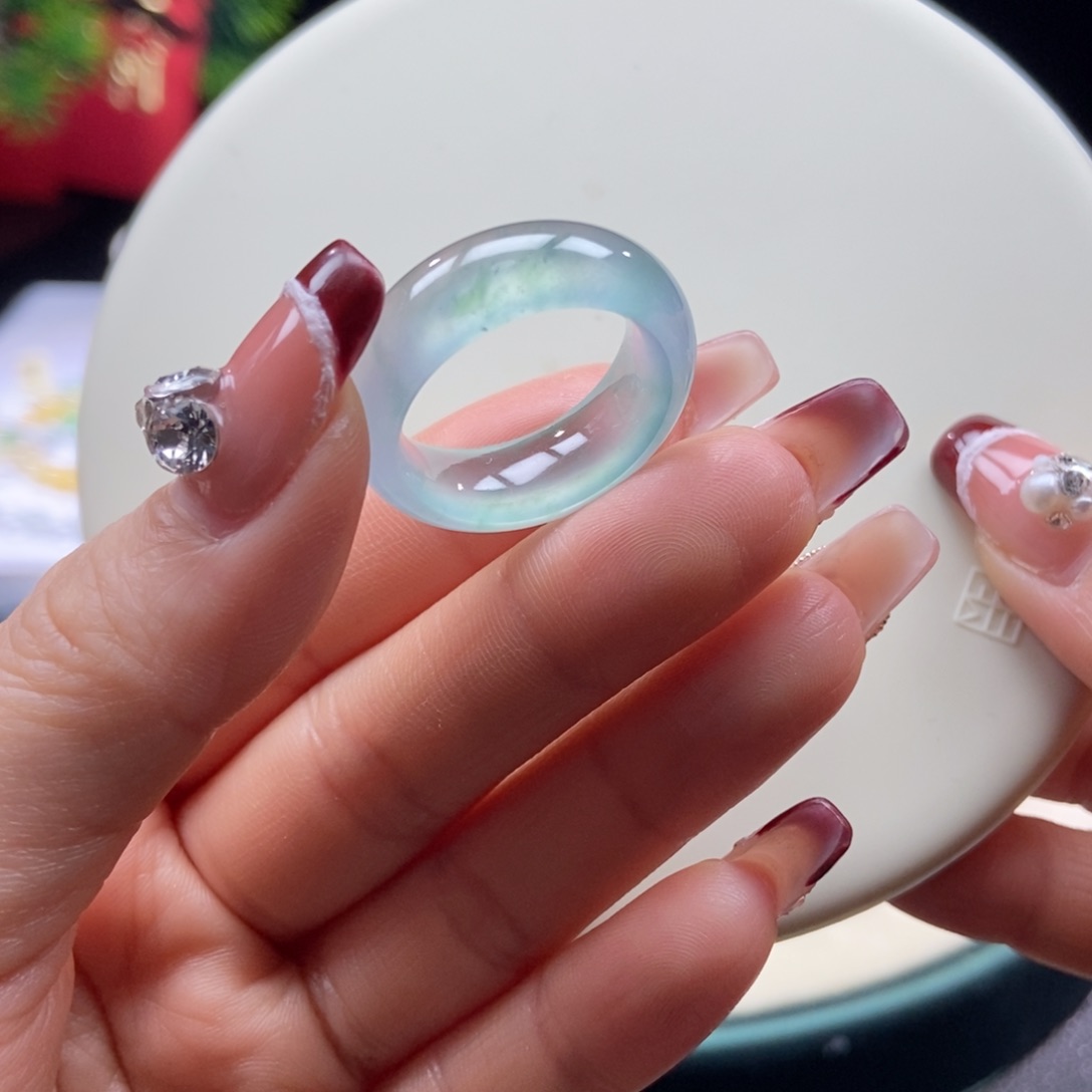 翡翠戒圈未镶嵌翡翠蓝钢戒圈18号圈