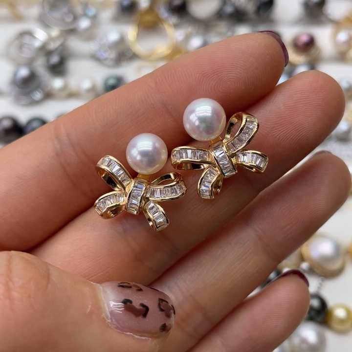 海水珍珠耳饰银S925镶嵌