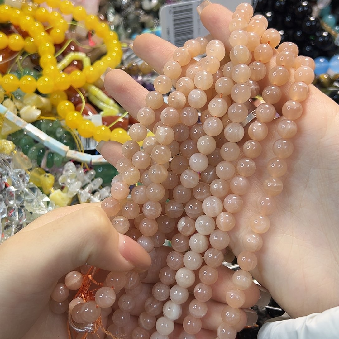 玛瑙/玉髓合金珠宝半成品太阳石卡8一条