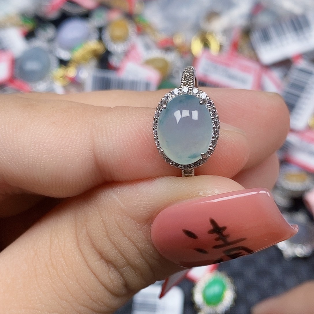 翡翠银S925镶嵌戒指