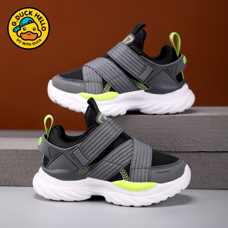 小黄鸭男童网面透气运动鞋2025春秋新款中大童女童休闲软底跑步鞋