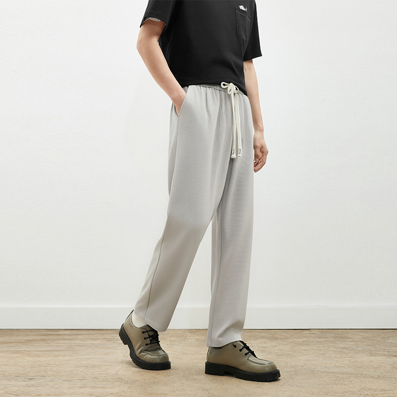 【礼遇】GXG男装春季时尚抽绳休闲裤男士直筒垂感长裤#G24D022103