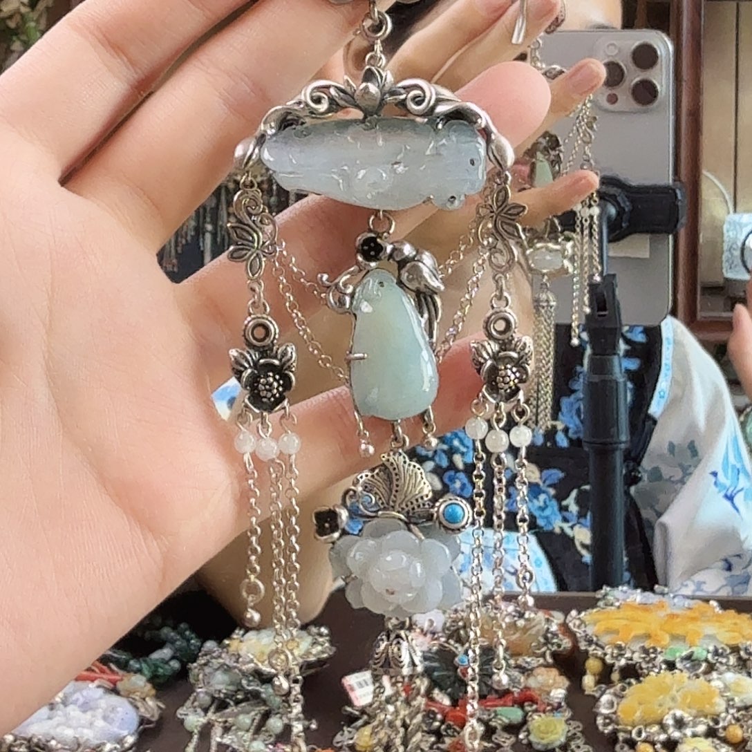 翡翠银S925镶嵌颈饰