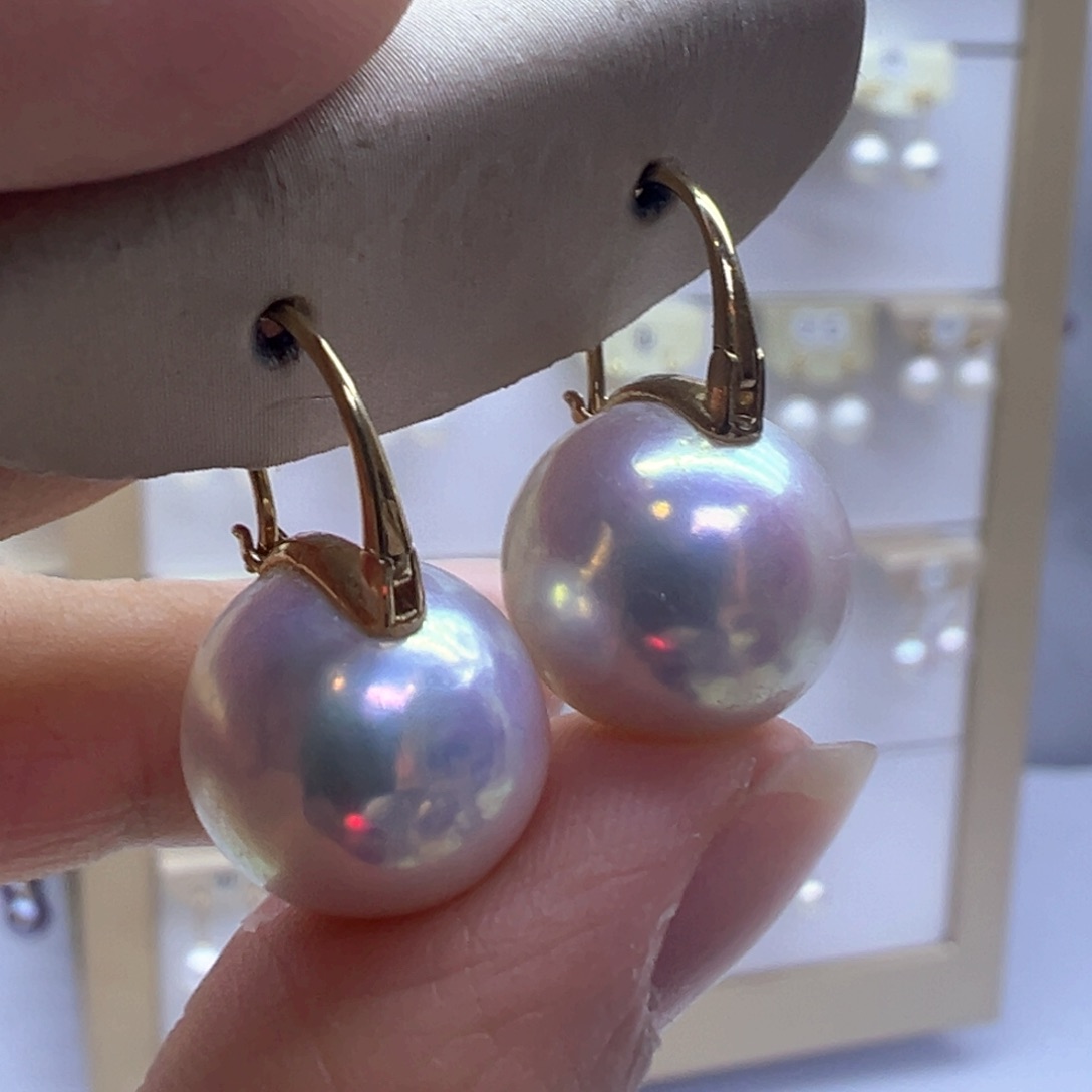 18K金镶嵌淡水珍珠耳饰