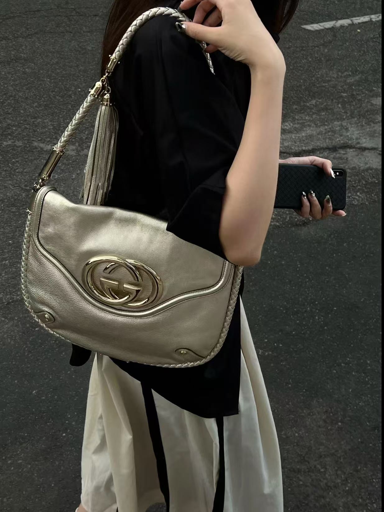 95新 GUCCI/古驰 CS5922 GUCCI 流苏包 金