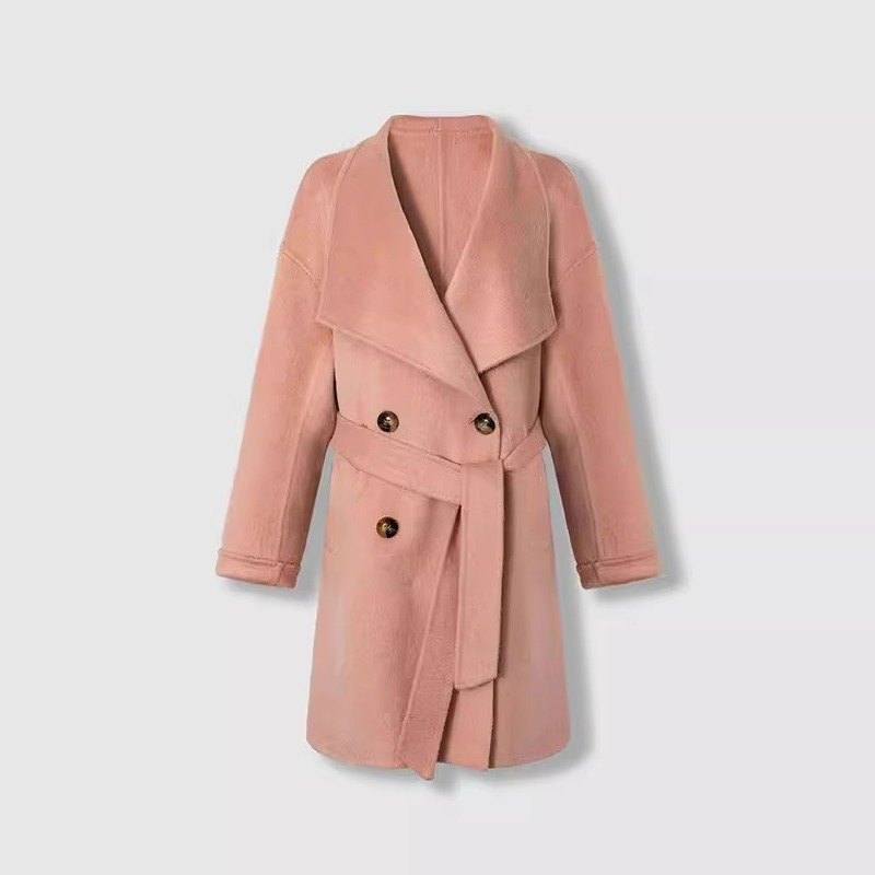 四月初九加大码女装胖MM2024冬 双面呢气质大衣外套 多色