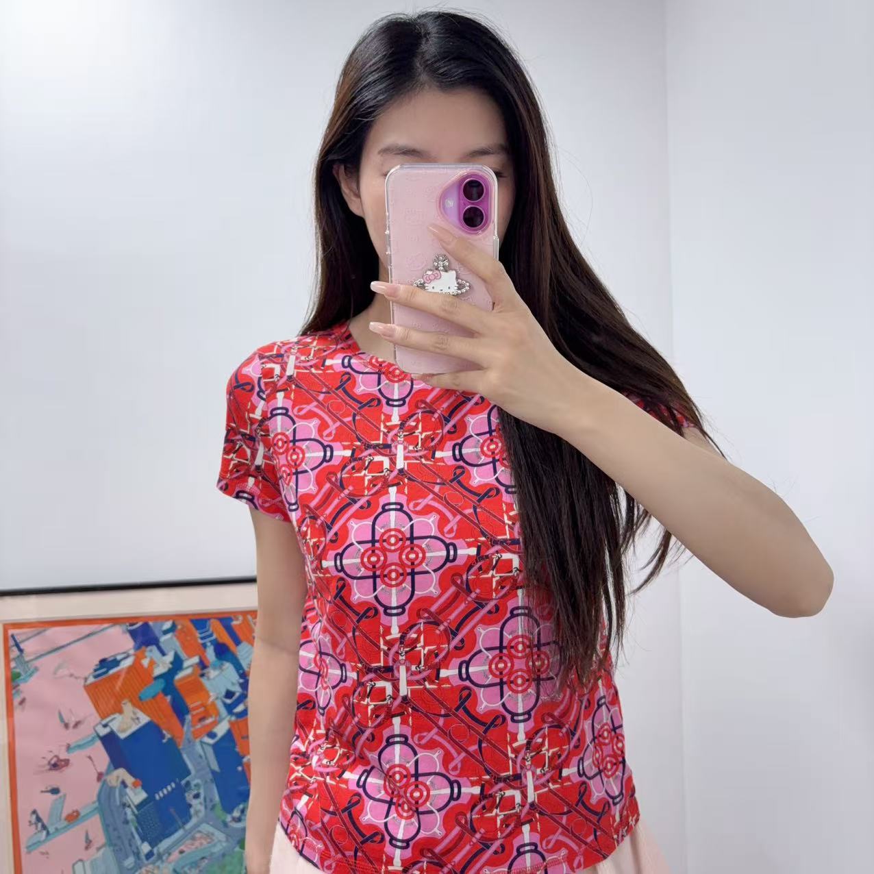 95新 Hermes/爱马仕 麦殿/真丝红色短袖/251209SCTVP04