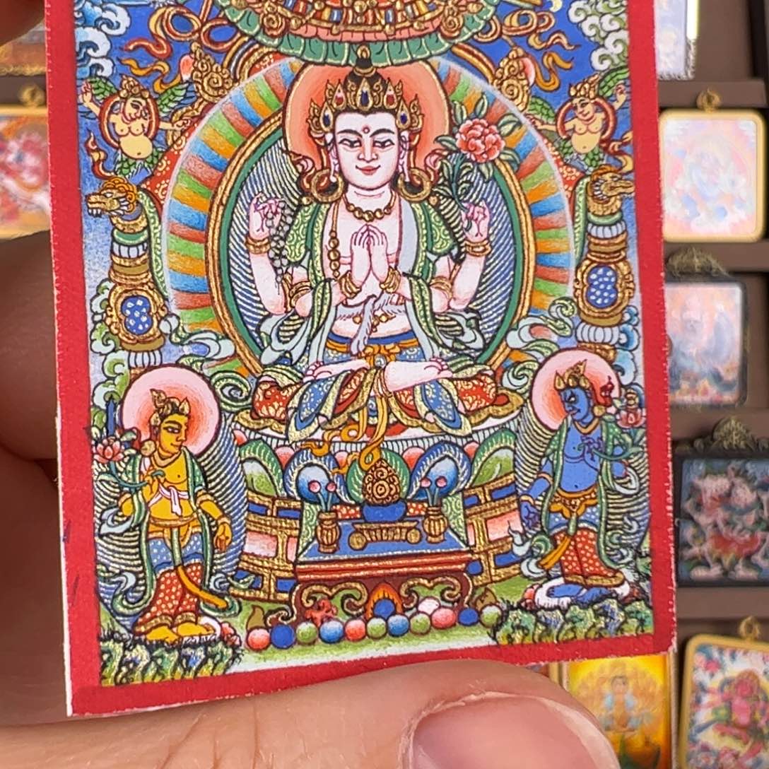 V***爱吊坠三怙主唐卡绘画作品