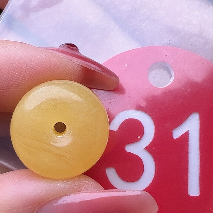 蜜蜡裸石未镶嵌微金沙 15.5/10.4mm 墩子