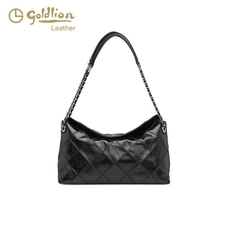 【金利来】新款女包单肩包牛皮菱格链条斜挎包腋下包枕头包单肩包