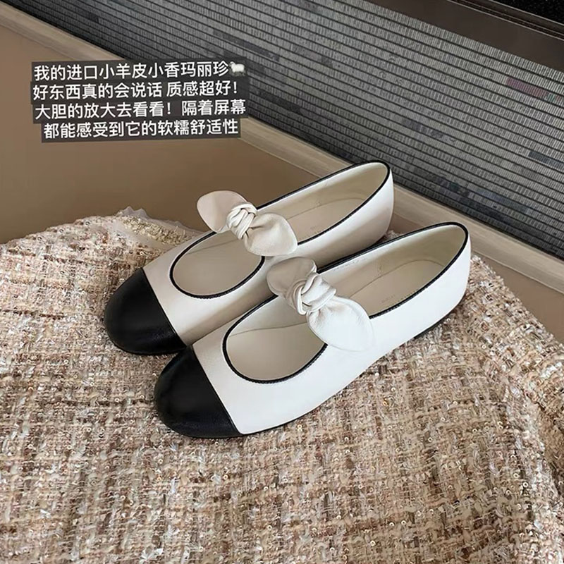 平底一脚蹬小香风春季圆头单鞋女百搭白色豆豆鞋温柔法式玛丽珍鞋