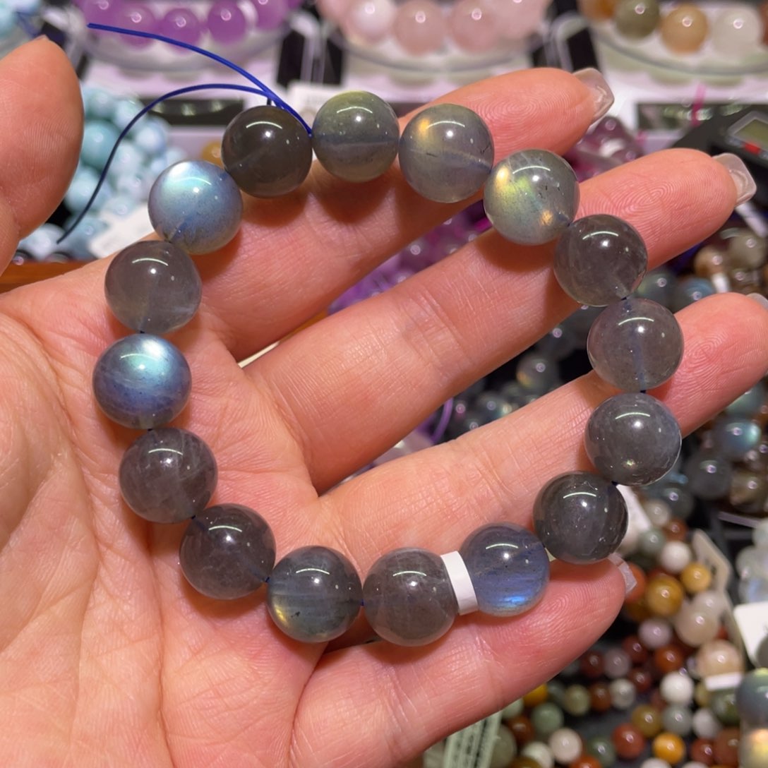 拉长石手链未镶嵌13mm灰月光