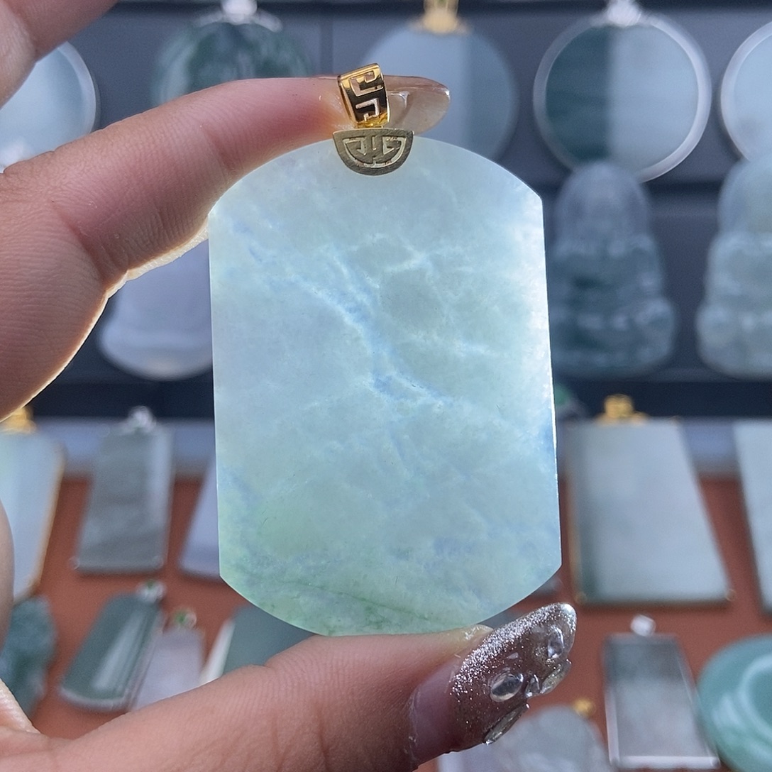 翡翠18K金镶嵌吊坠(不含链)