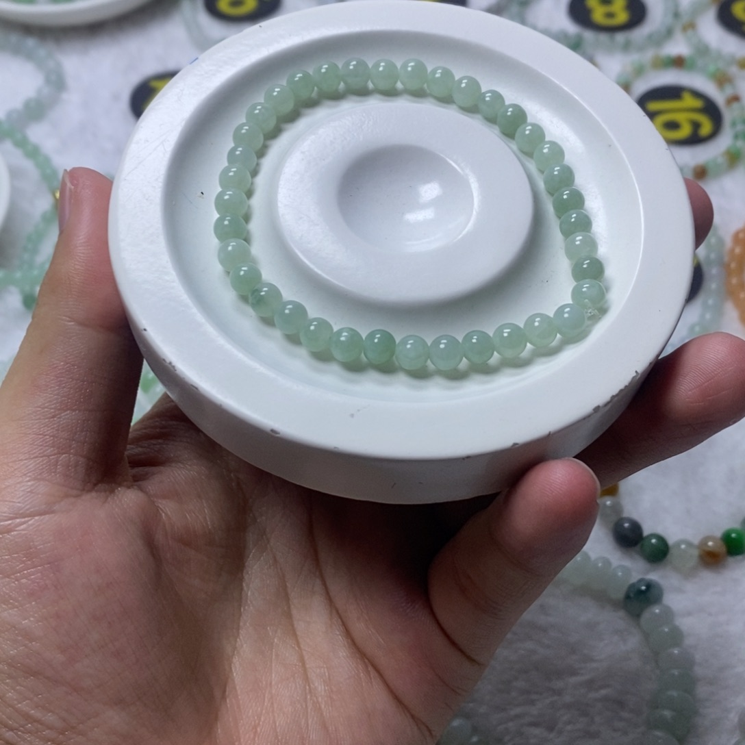 未镶嵌手链翡翠晴绿圆珠卡5.2