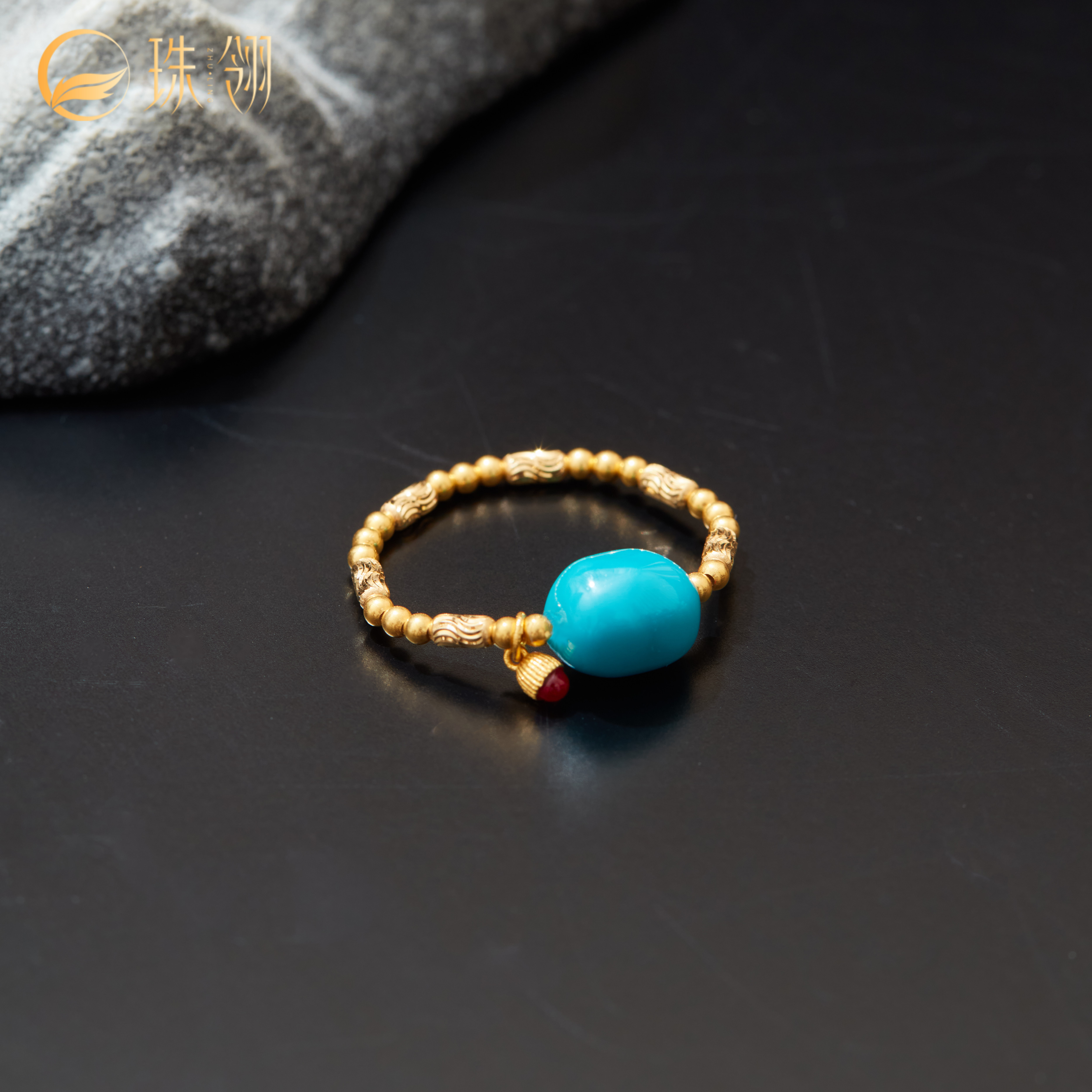 【珠翎珠宝】弈知 | 18K绿松糖豆戒指多样性发一#XYGD308830-A