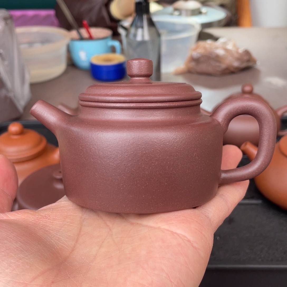 紫砂茶壶【特价款】微瑕 半手工老紫泥德钟150c c