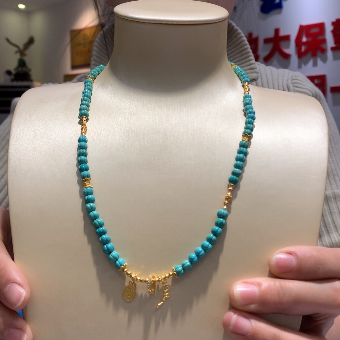 绿松石锁骨链银S925镶嵌