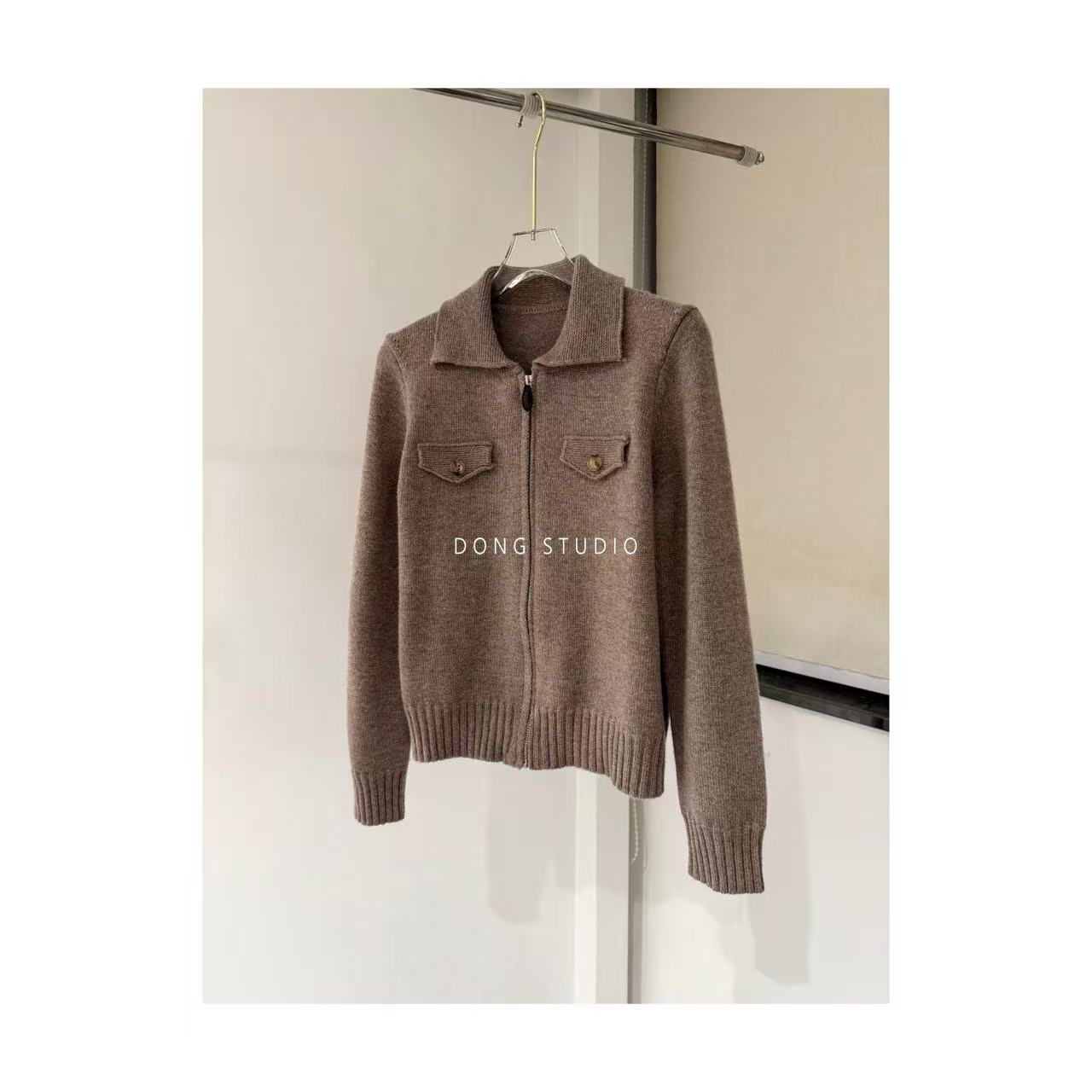 LP老钱风 羊毛羊绒 拉链针织开衫I7919