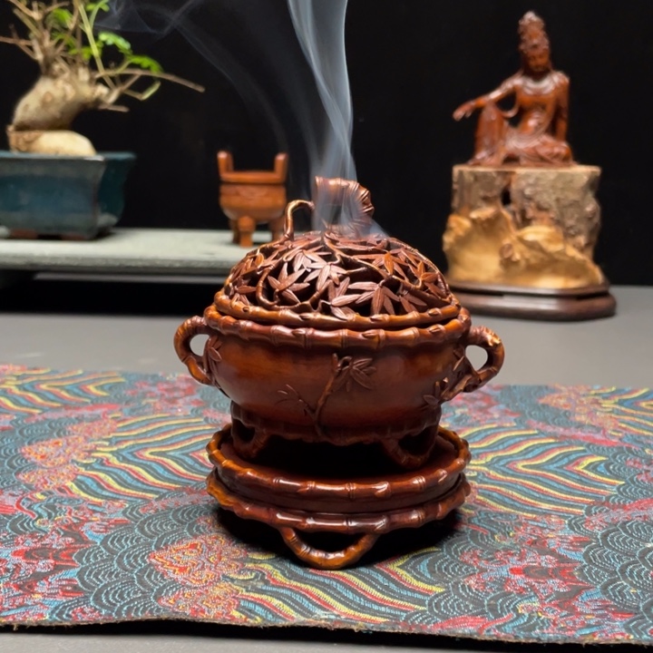 万***到香榧木小叶黄杨木香炉