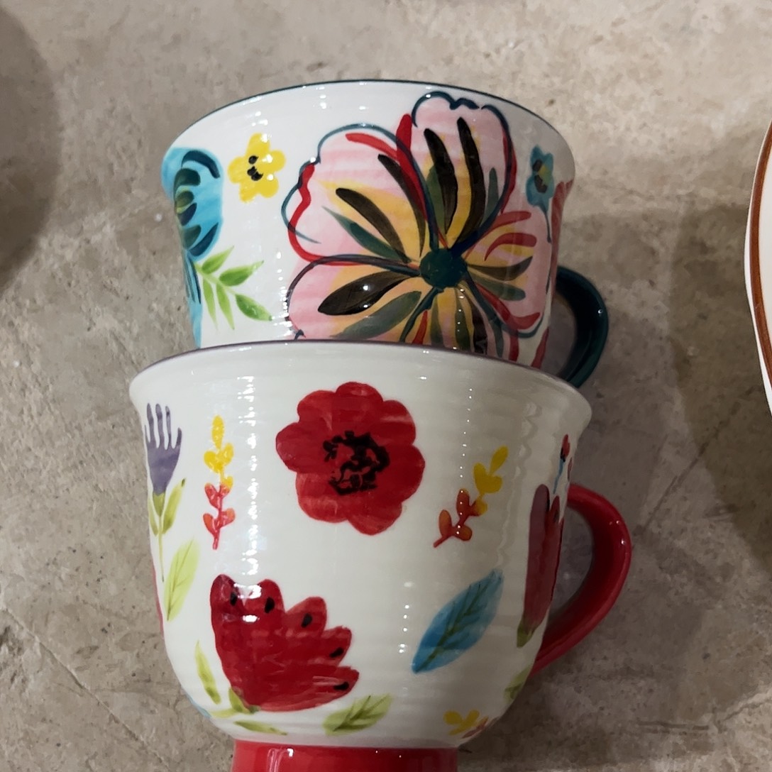 瓷片早餐杯两个微瑕