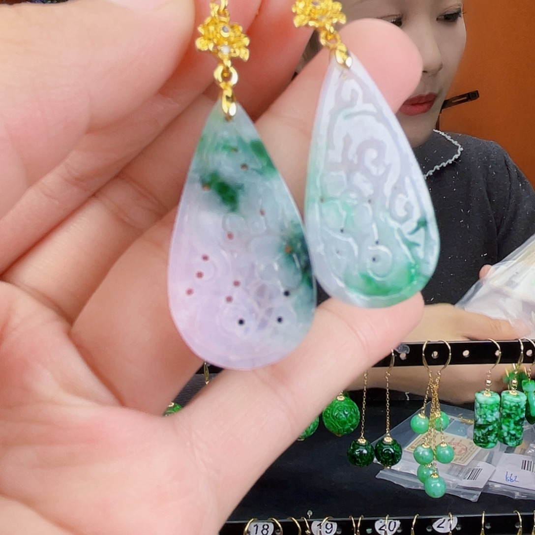 翡翠未镶嵌耳饰饰品