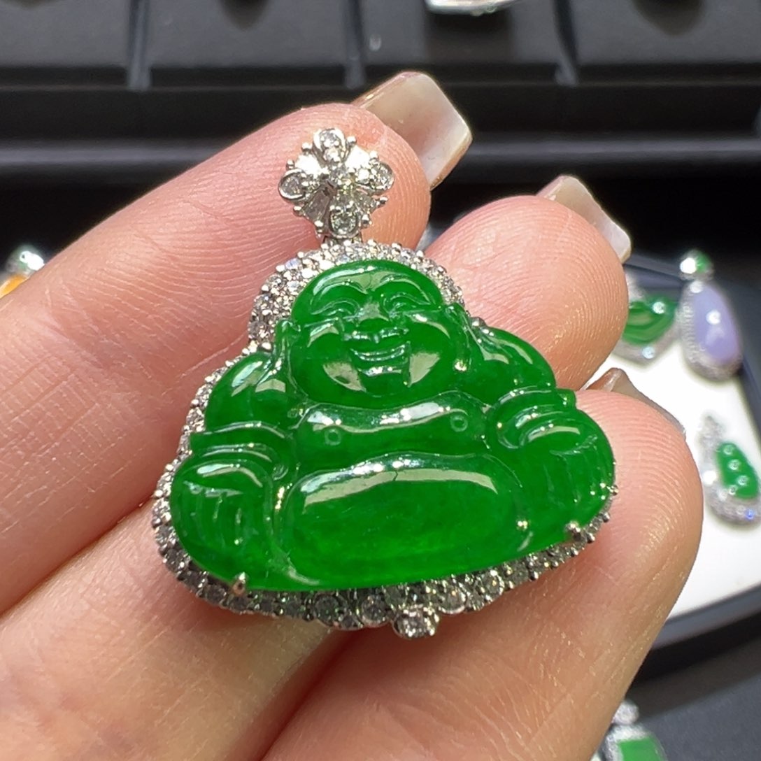 翡翠颈饰18K金镶嵌收到货48小时鉴赏期