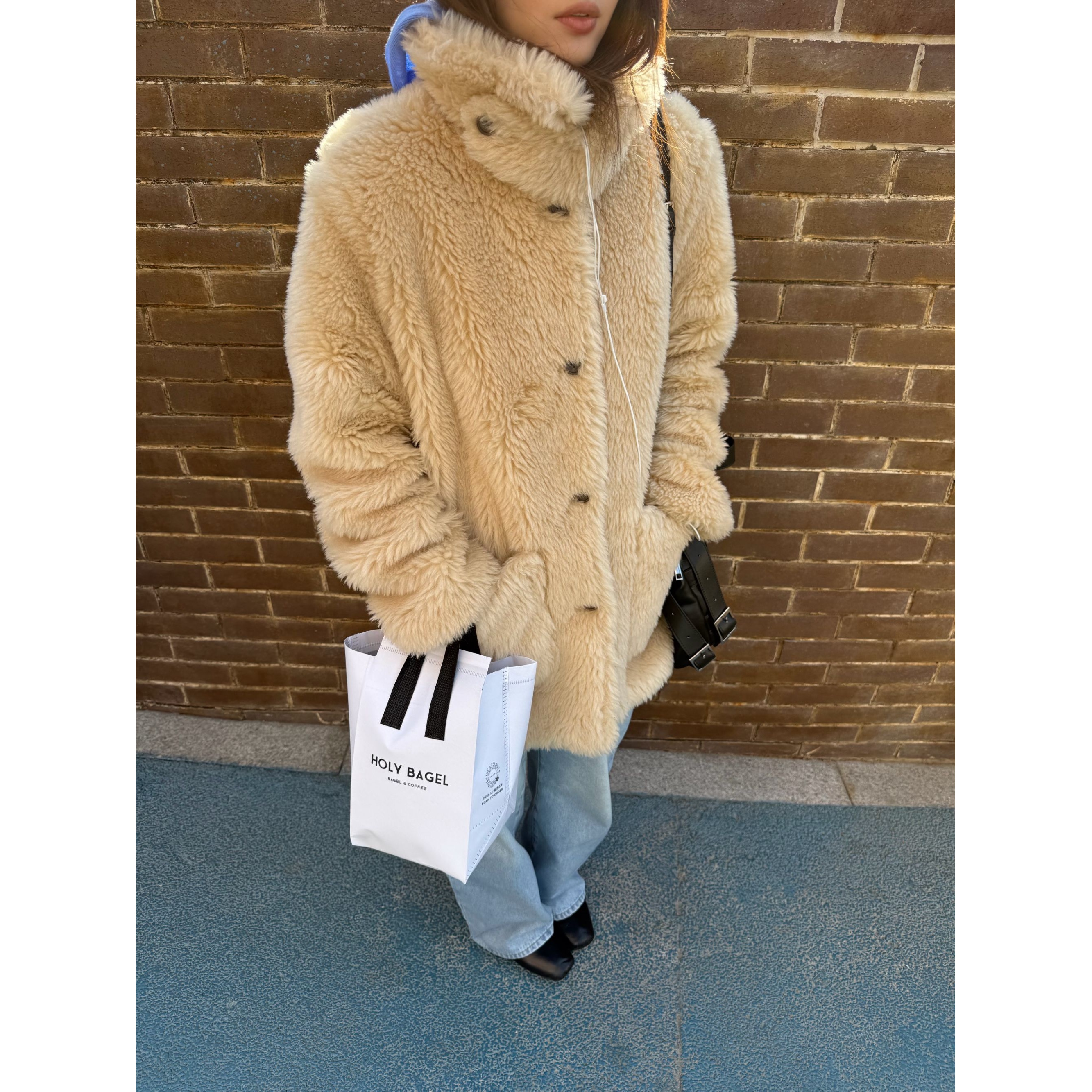 INAIEN “冰川”全羊毛防风保暖立领厚实绒密毛毛中长款外套Y6010