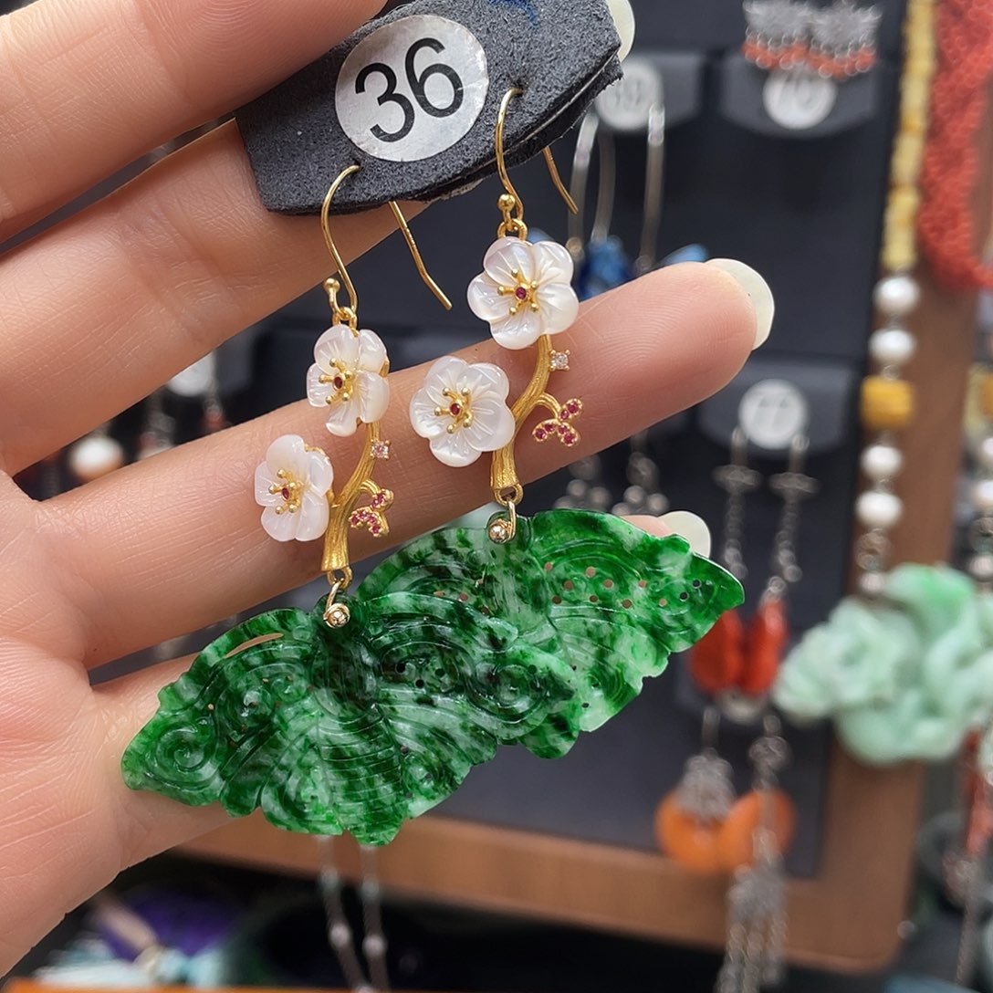 翡翠耳饰银S925镶嵌fbnhhhghg