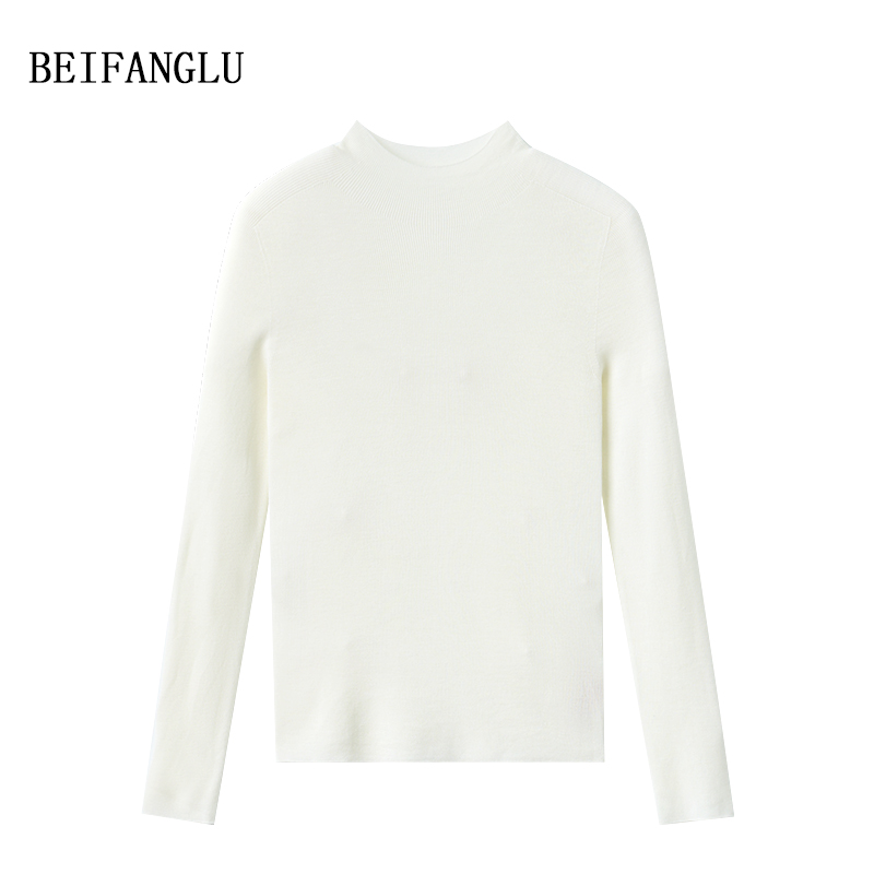 北方鹿【无缝一体精纺100羊毛】早秋气质半高领针织打底羊毛衫SL07