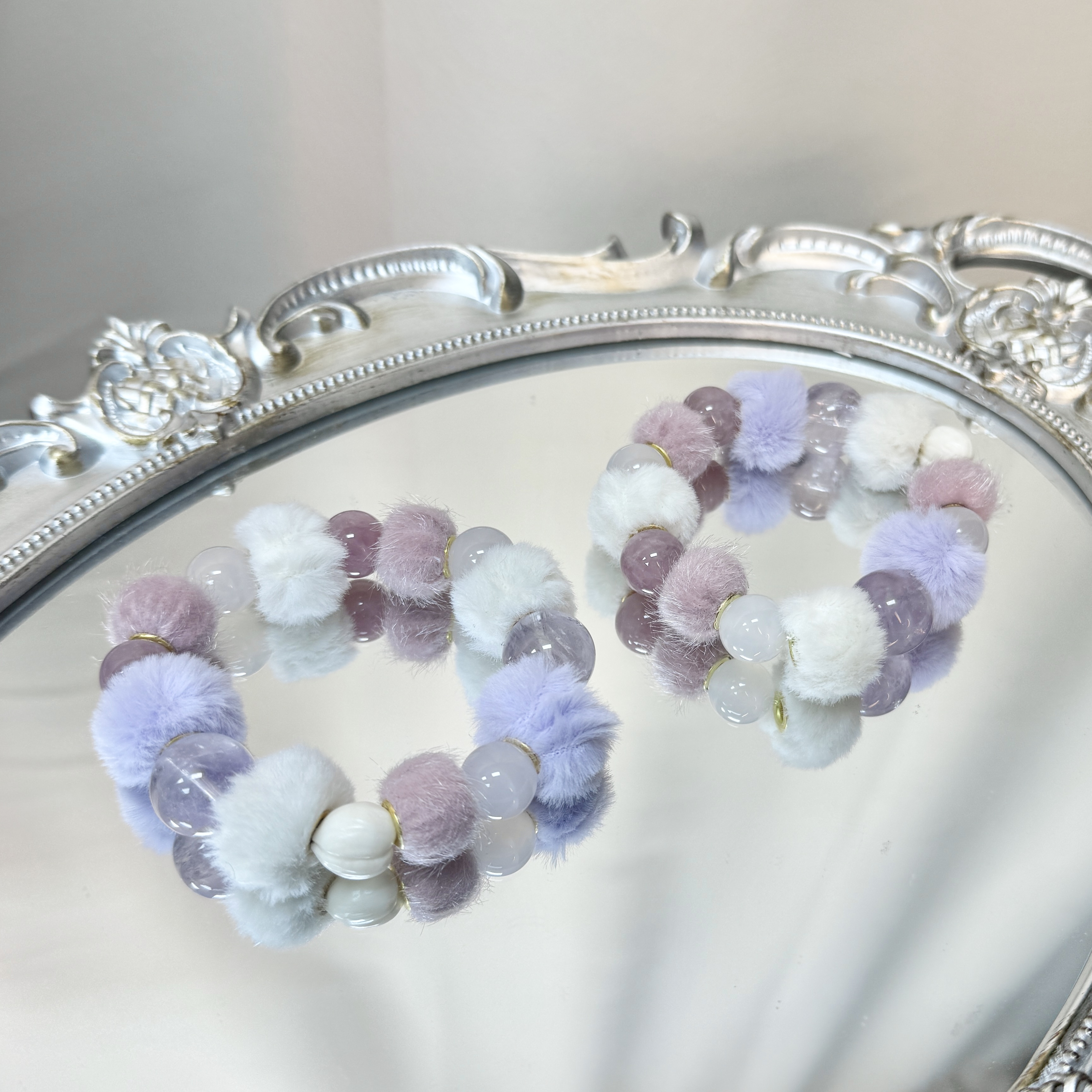 天然紫阿塞x紫马粉x白玛瑙x毛绒绒手串 12mm15mm