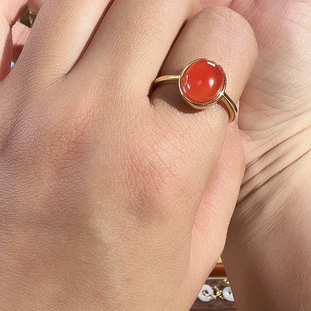 南红玛瑙戒指银S925镶嵌