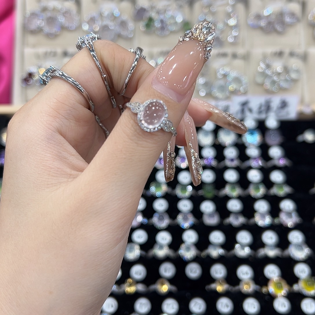 布***丁银S925镶嵌戒指芙蓉石