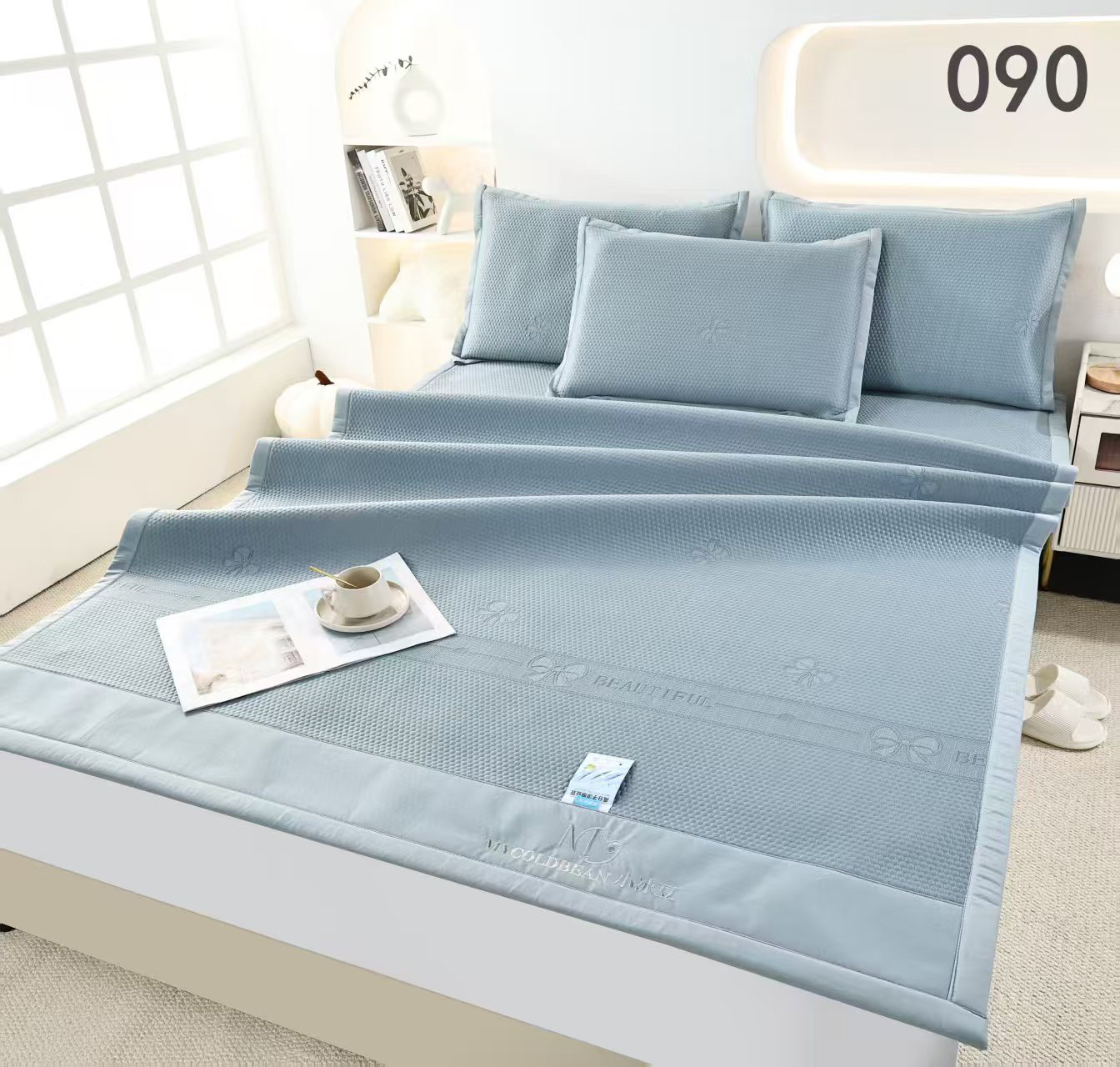 王姐推荐学院风薄款高腰阔腿裤牛仔裤蓝色宽松百搭