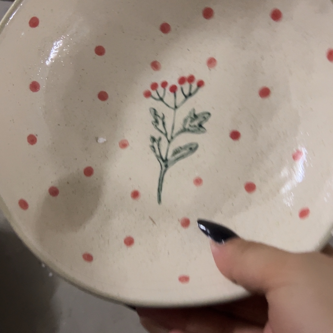 搪瓷微瑕红花汤盘一个