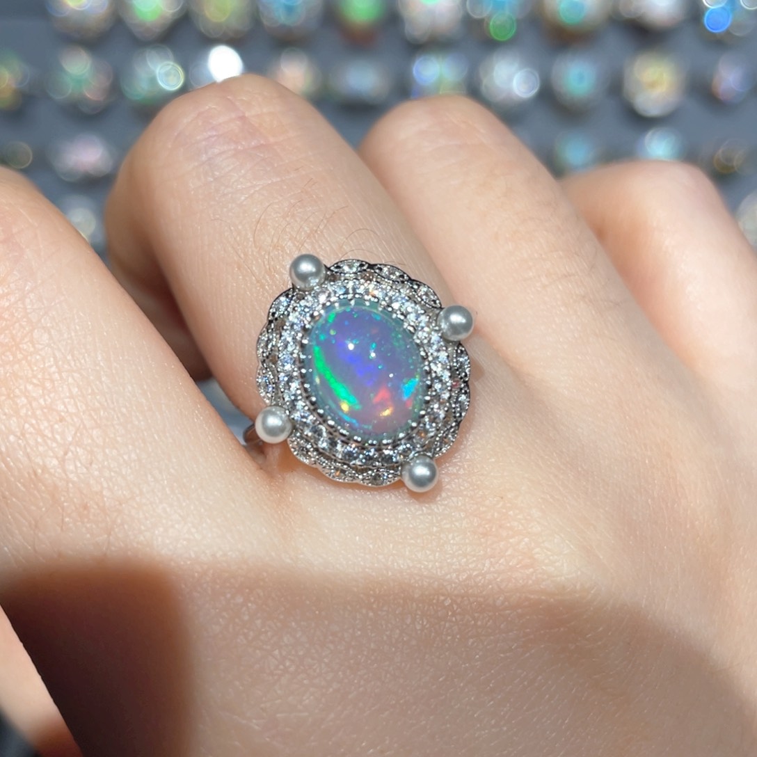 欧泊银S925镶嵌欧泊戒指