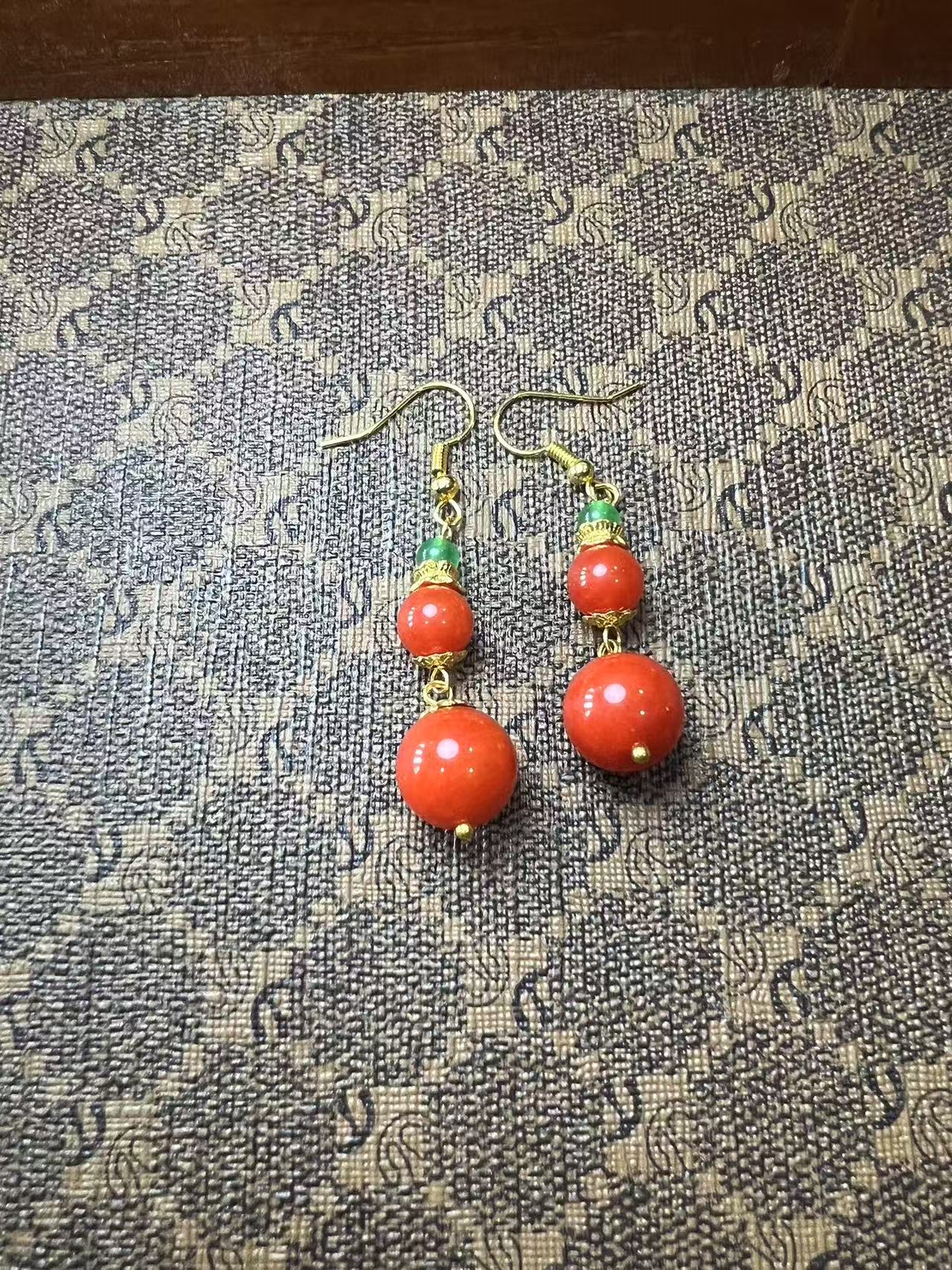 [晶维娅]红翡翠耳钩000040