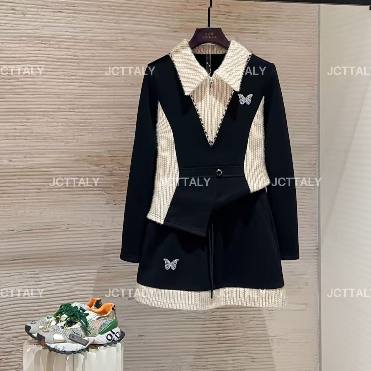 【宠粉价】（加绒）黑色秋冬海军领套装TZ-1021