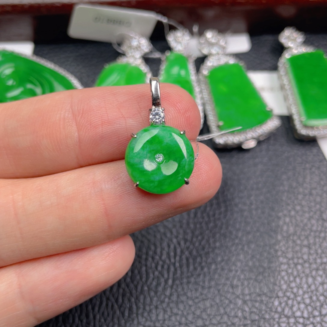 翡翠银S925镶嵌吊坠(不含链)