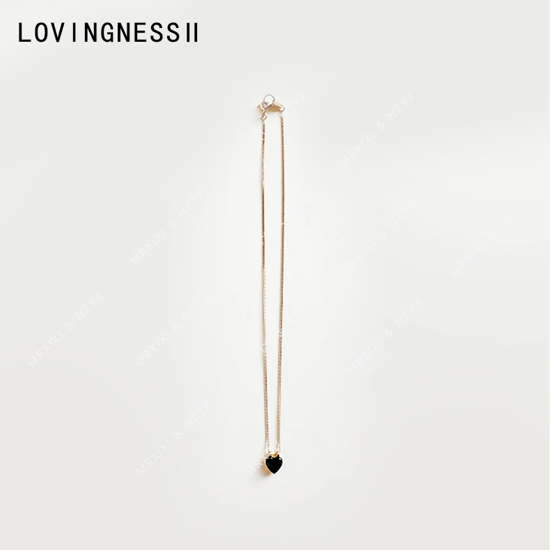 2025夏季新款小众设计冷淡风珐琅滴胶爱心项链搭配上衣