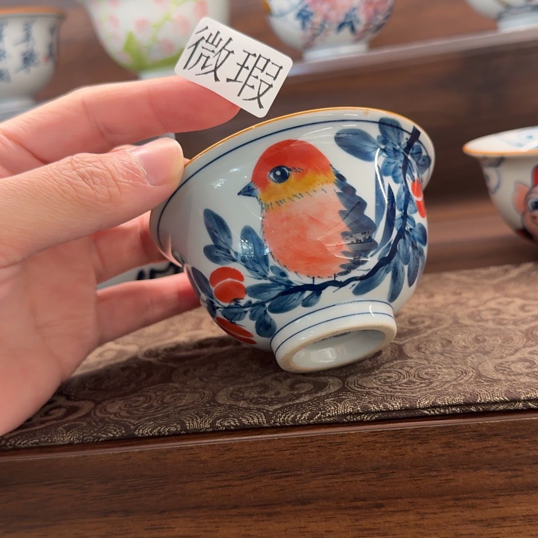 釉下手绘茶具微瑕
