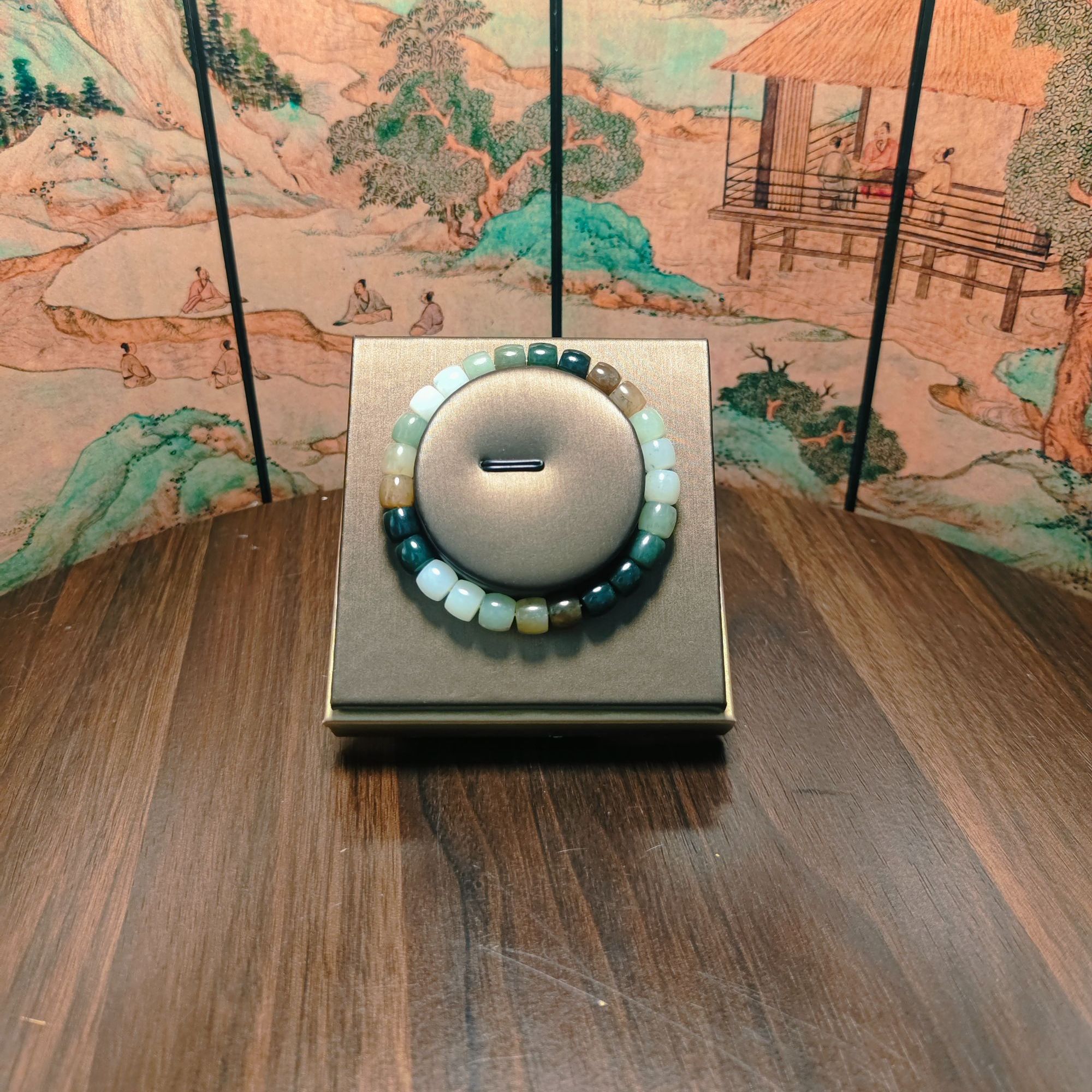 R和田玉多宝桶珠手串（卡8）0374