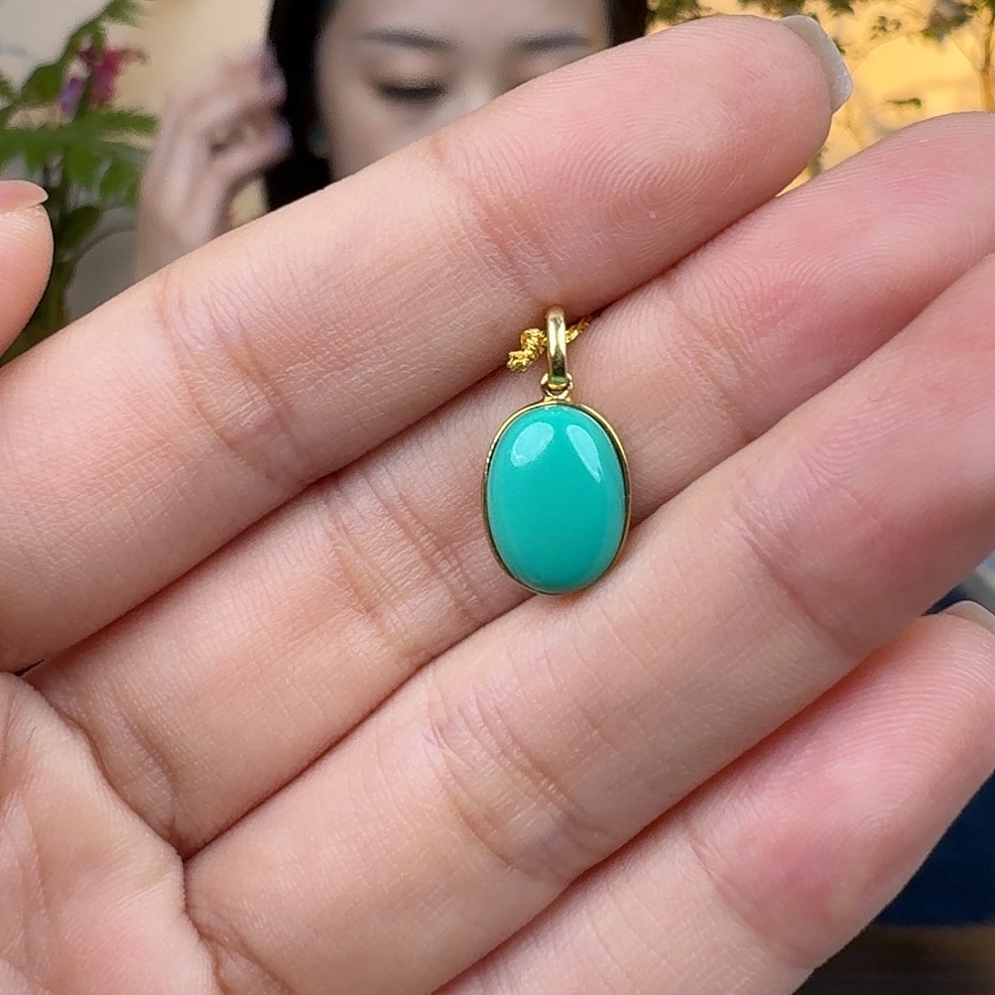 绿松石18K金镶嵌珠宝奇石