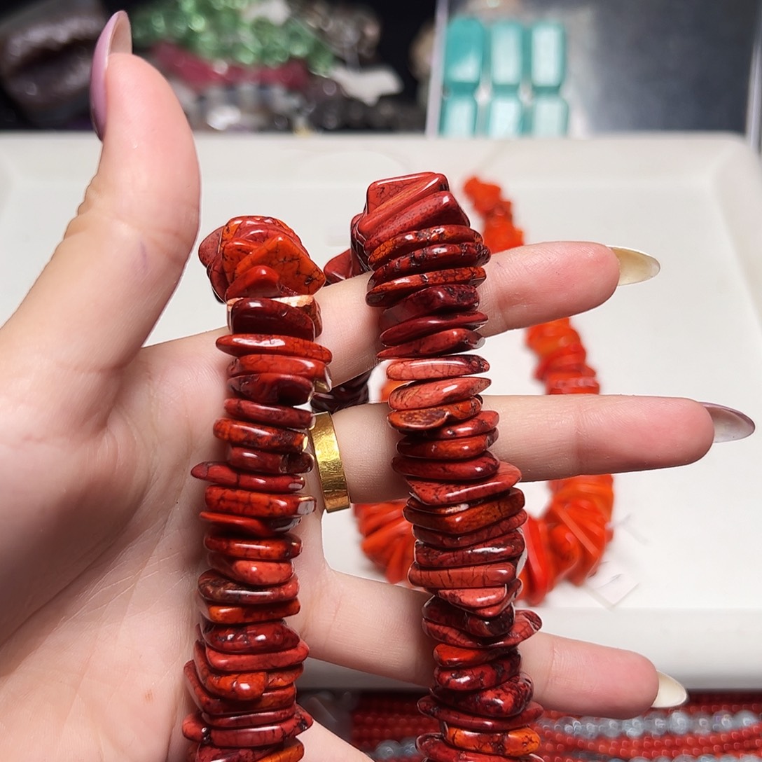 玛瑙/玉髓足银镶嵌珠宝半成品x423 棕红松石隔片 一单一条