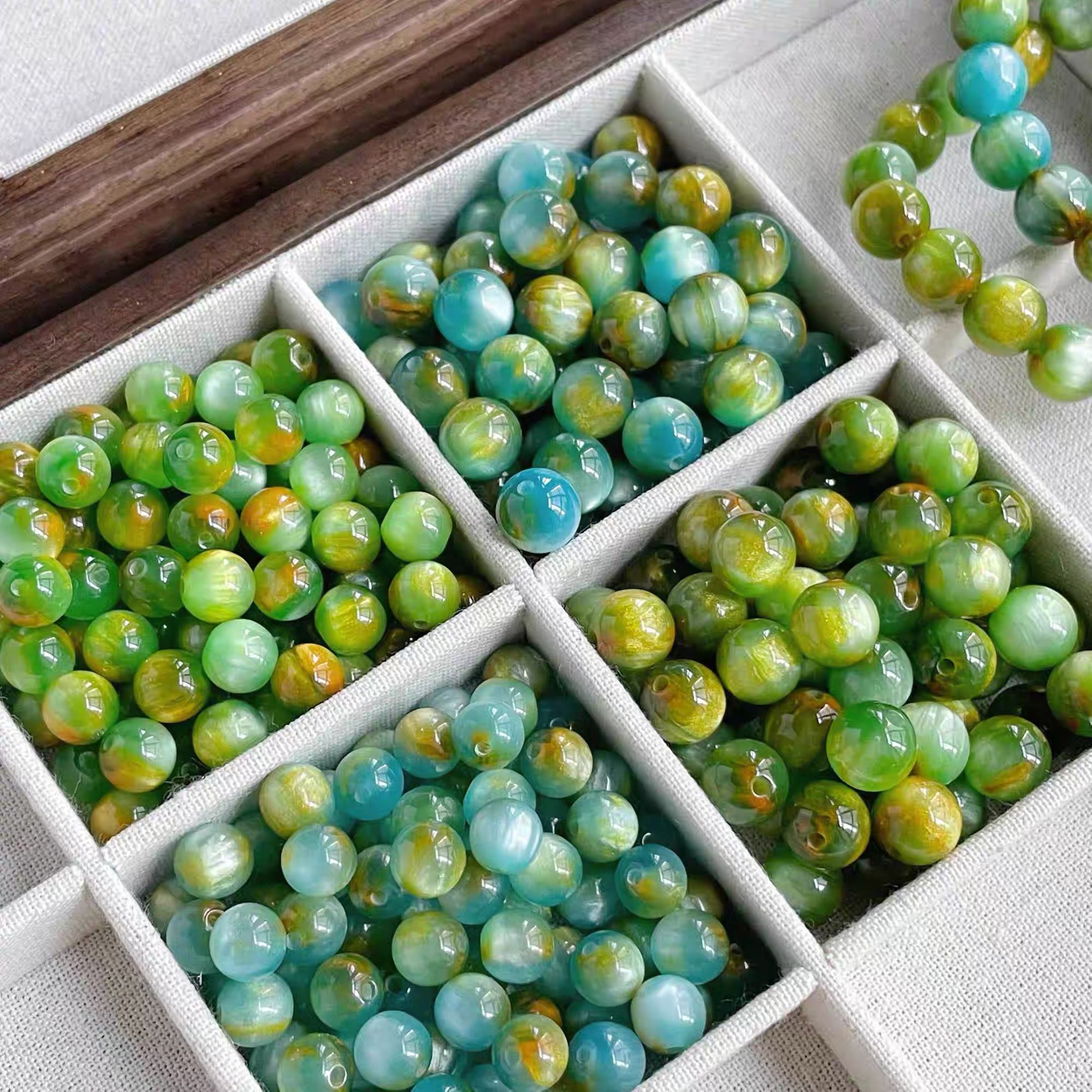 10颗【克罗地亚】树脂油画风圆珠diy饰品配件手链项链散珠串珠珠子