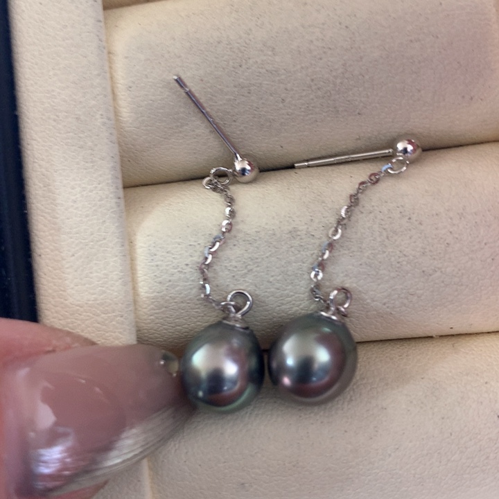 银S925镶嵌耳饰海水珍珠