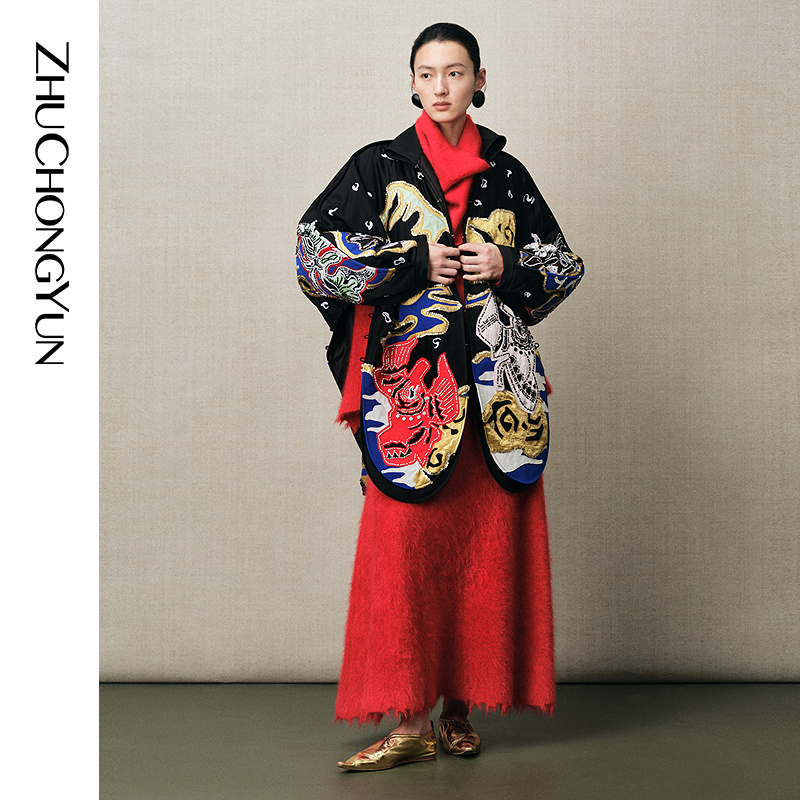 【苗系列 跳月亮】ZHUCHONGYUN2025冬新款立领刺绣棉袄C1FZ4358L